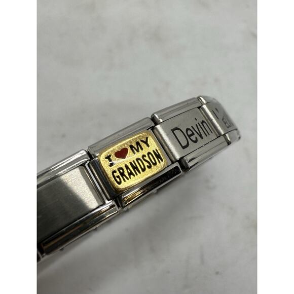 D’linQ Italian Charm Bracelet Elvis Devin I Love My Grandson Alexandra Italy - Picture 2 of 7